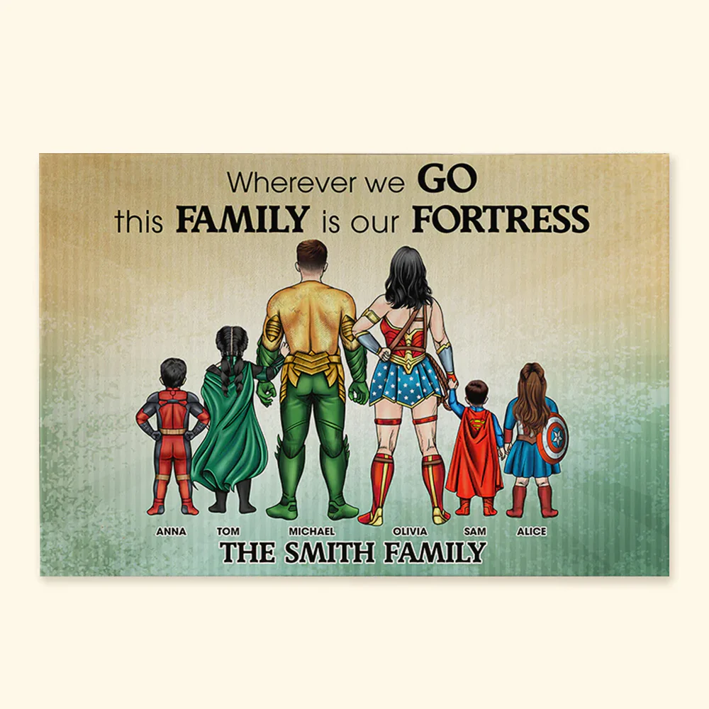 Wherever We Go This Family Is Our Fortress - Gift For Dad, Husband, Father's Day - Personalized Canvas Poster