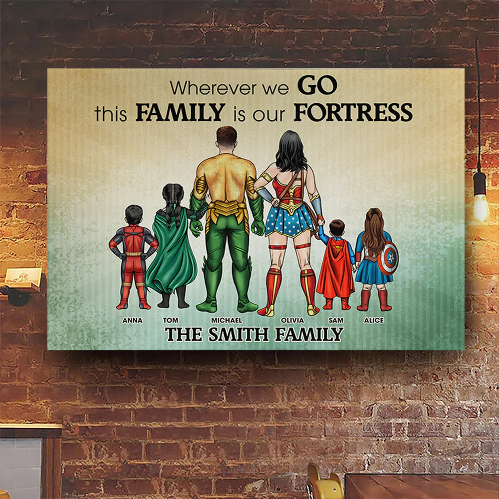 Wherever We Go This Family Is Our Fortress - Gift For Dad, Husband, Father's Day - Personalized Canvas Poster - Image 2