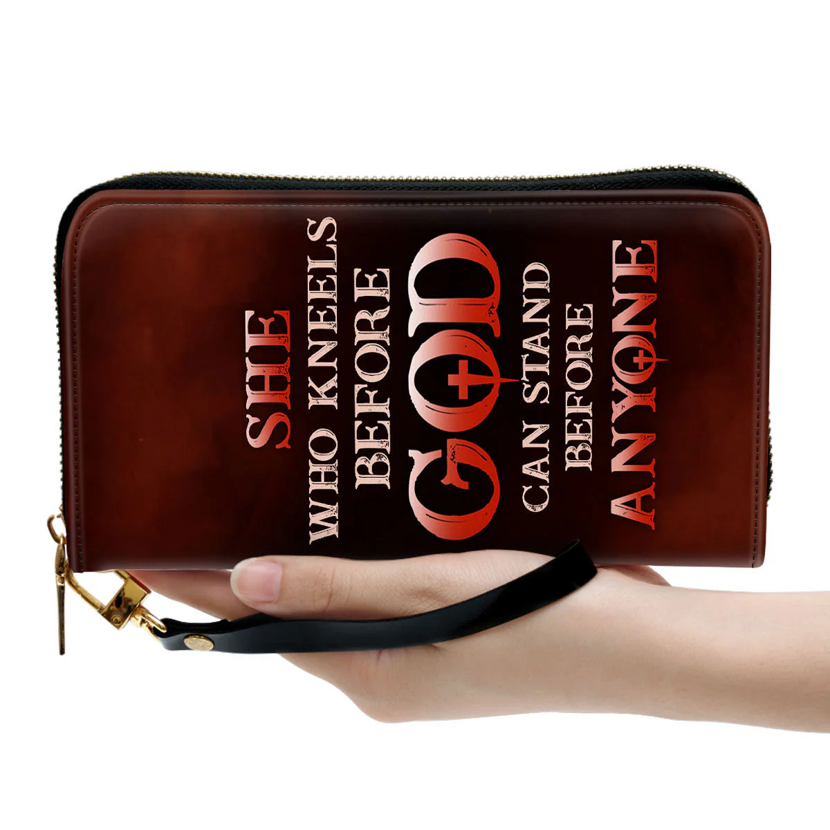 Who Kneels Before God Can Stand Before Anyone - Scripture Gifts For Women Of God - Personalized Leather Long Wallets - AT4081428 - Image 4