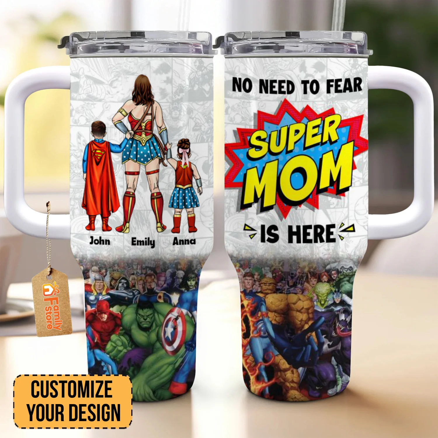 Super Hero Wife Mom Protector And Hero - Gift For Mom - Personalized 40oz Tumbler Cup With Straw - CL02 NA94 - Image 2