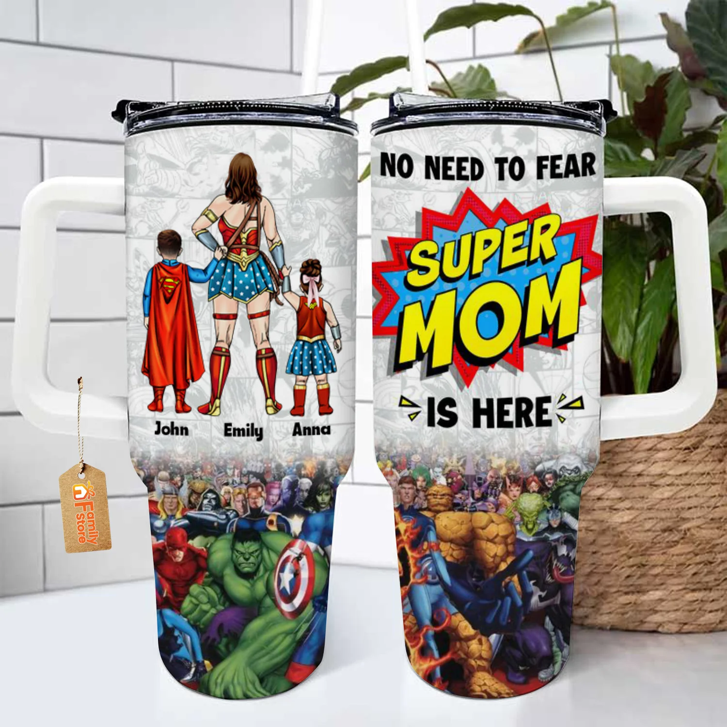 Super Hero Wife Mom Protector And Hero - Gift For Mom - Personalized 40oz Tumbler Cup With Straw - CL02 NA94 - Image 3