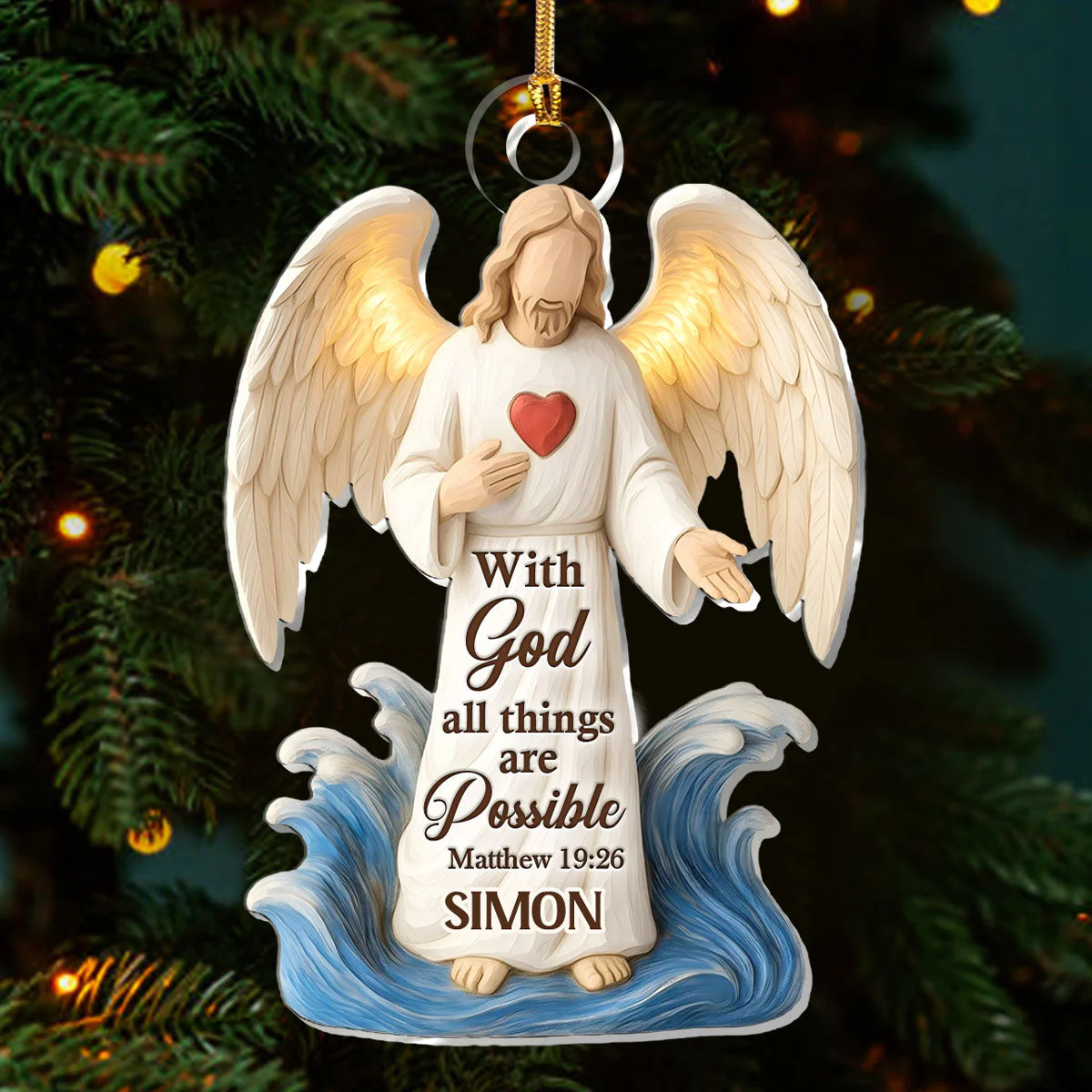 With God All Things Are Possible - Personalized Acrylic Ornament HL128 - Image 3