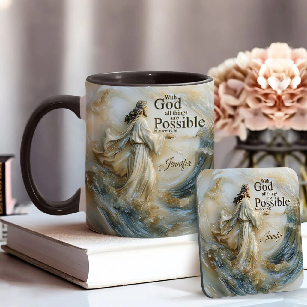 With God All Things Are Possible – Personalized Christian Accent Mug – Gift for Christian BA01