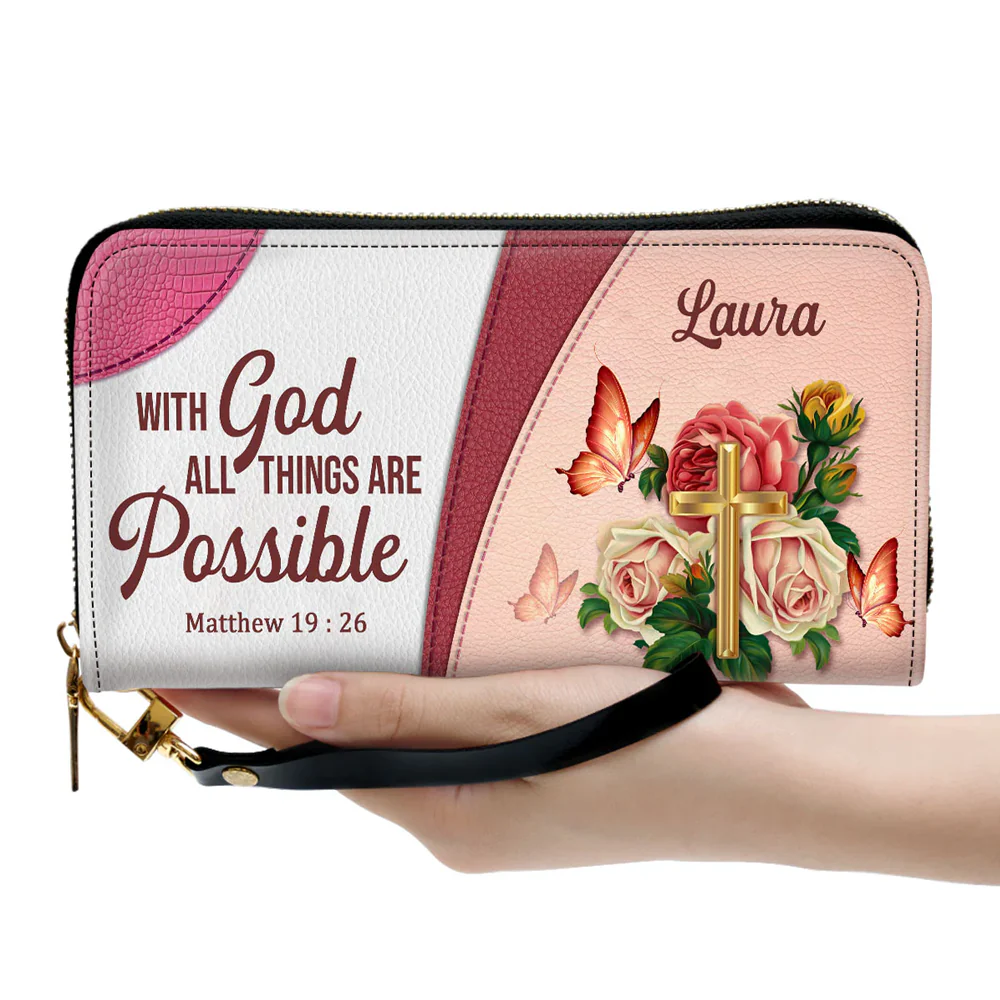 With God All Things Are Possible - Personalized Clutch Purse - Christian Gifts For Religious Women TD118 - Image 3