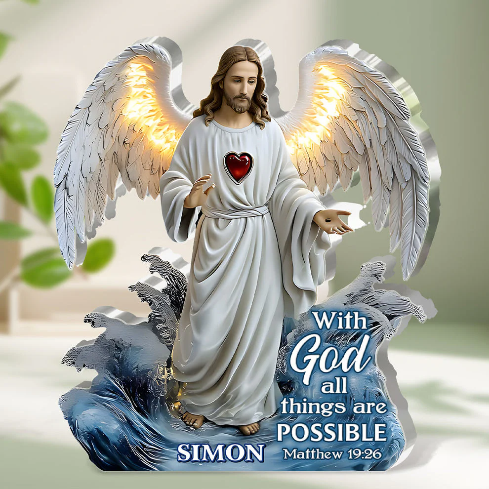With God All Things Are Possible - Personalized Custom Shaped Squared Acrylic Plaque HL128 - Image 3