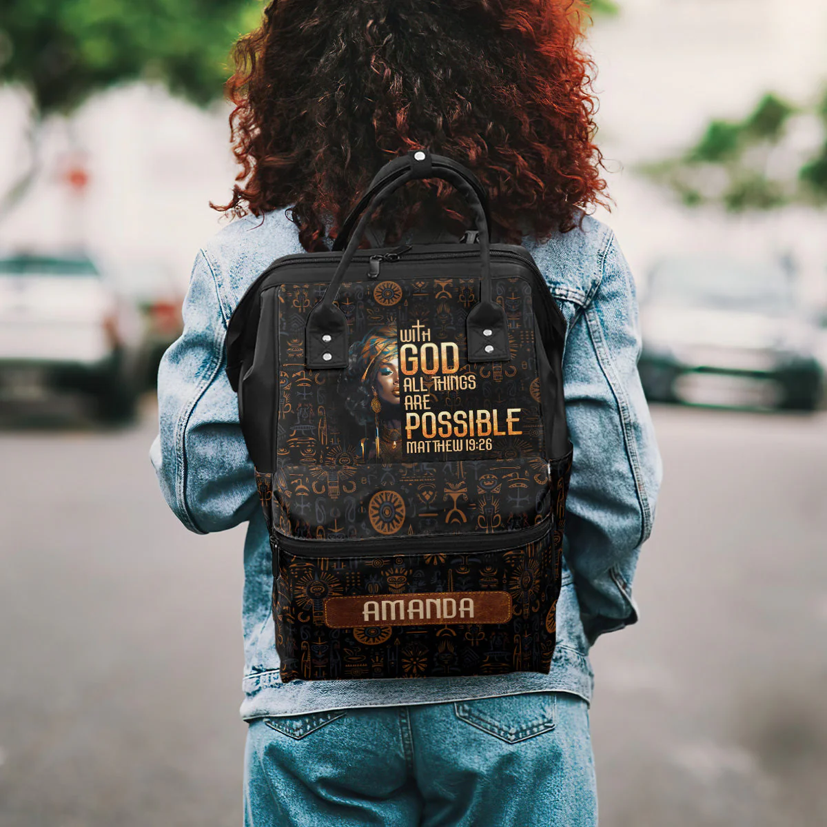 With God All Things Are Possible - Personalized Duckbilled Backpack - Christian Gift For Black Queen HH01 - Image 4