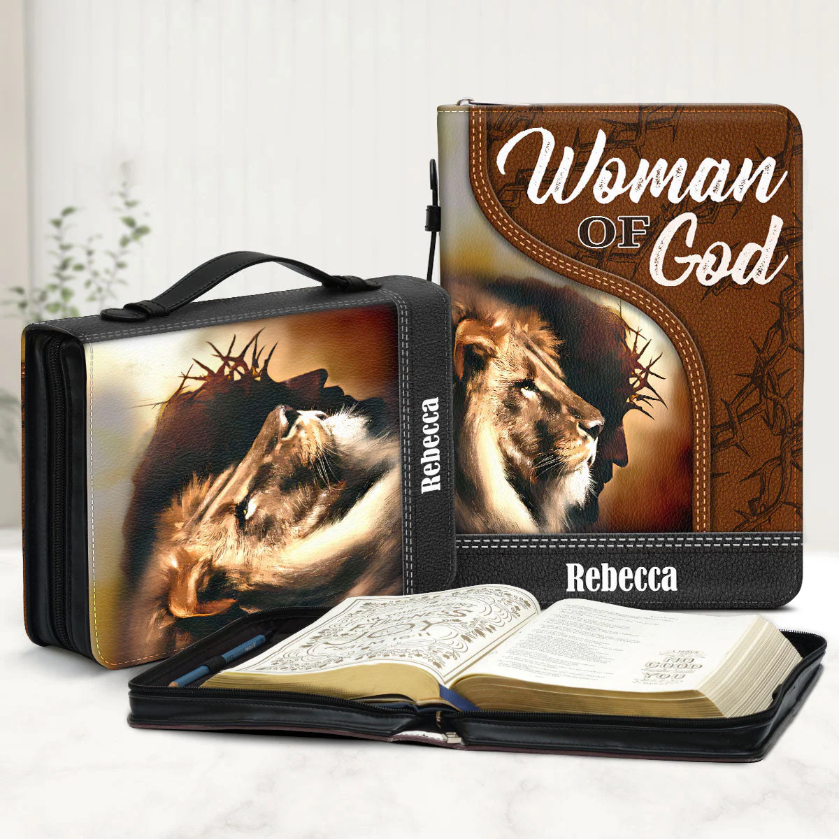 Woman And Lion Of Judah - Personalized Bible Cover