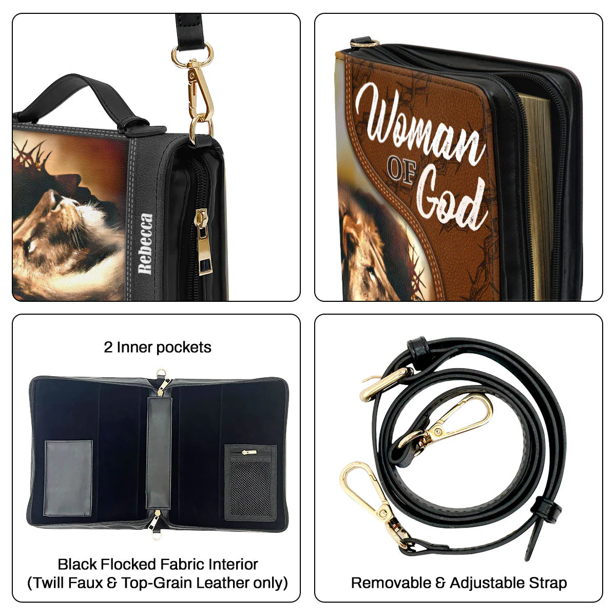Woman And Lion Of Judah - Personalized Bible Cover - Image 3