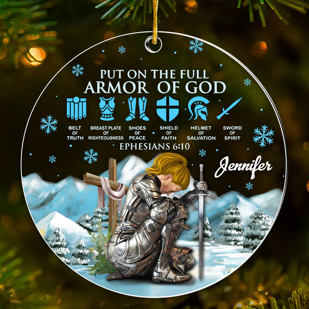 Woman Warrior Amor Of God Ephesians - Personalized Acrylic Ornament | CLGOD03 NL122 - Image 2