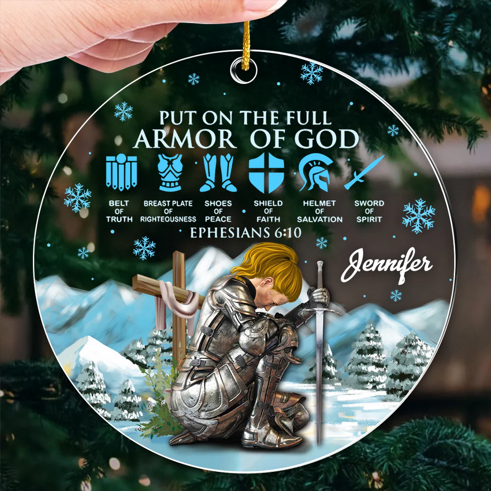 Woman Warrior Amor Of God Ephesians - Personalized Acrylic Ornament | CLGOD03 NL122 - Image 3