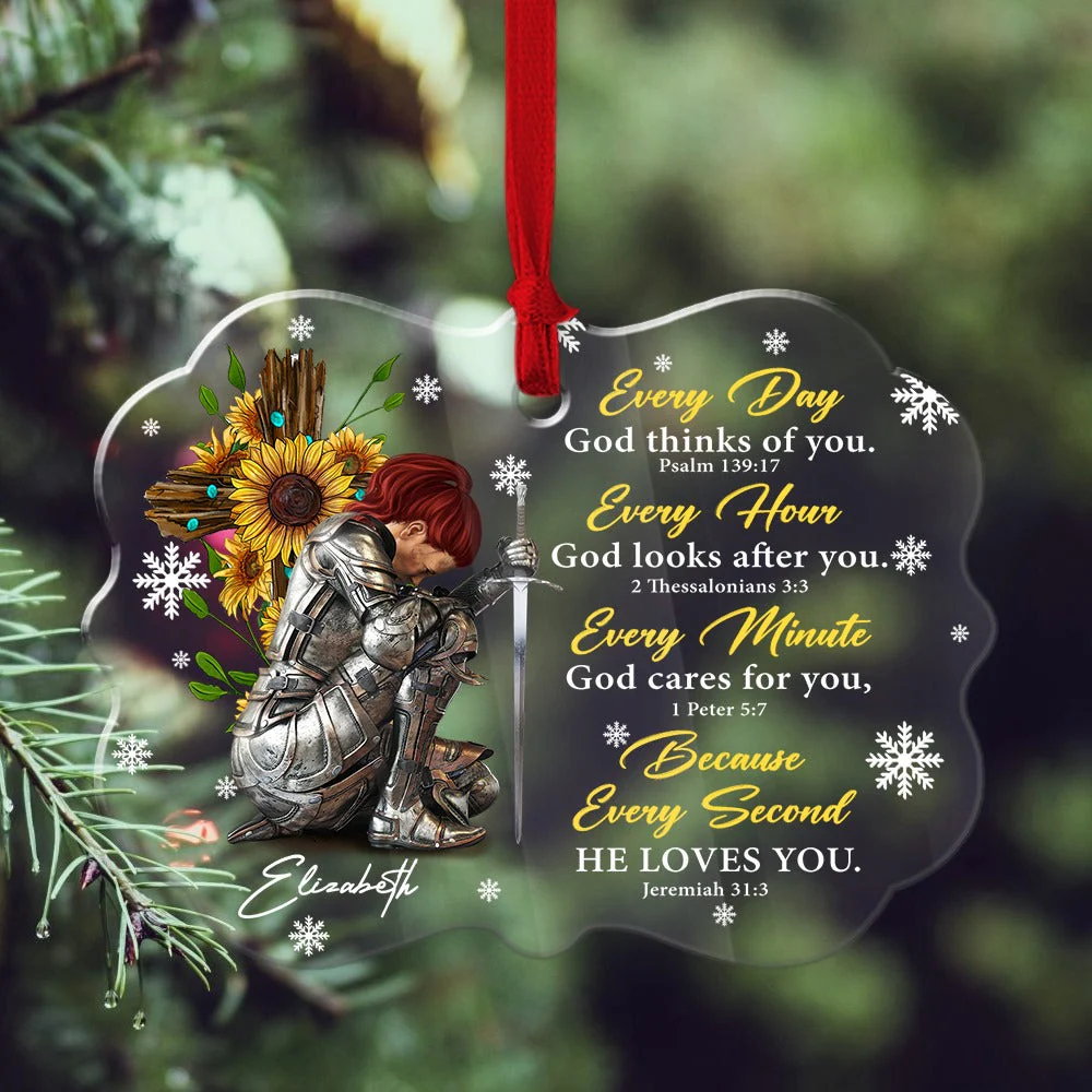 Woman Warrior Every Day God Thinks Of You Because He Loves You - Personalized Acrylic Ornament NL122 - Image 2