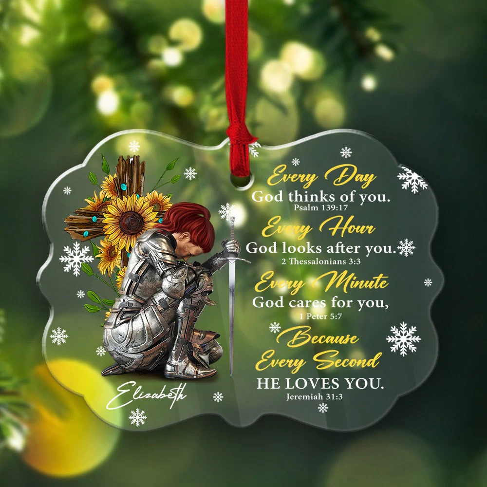 Woman Warrior Every Day God Thinks Of You Because He Loves You - Personalized Acrylic Ornament NL122 - Image 3