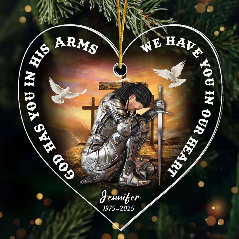 Woman Warrior God Has You In His Arms - Personalized Acrylic Ornament | CLGOD03 NL122