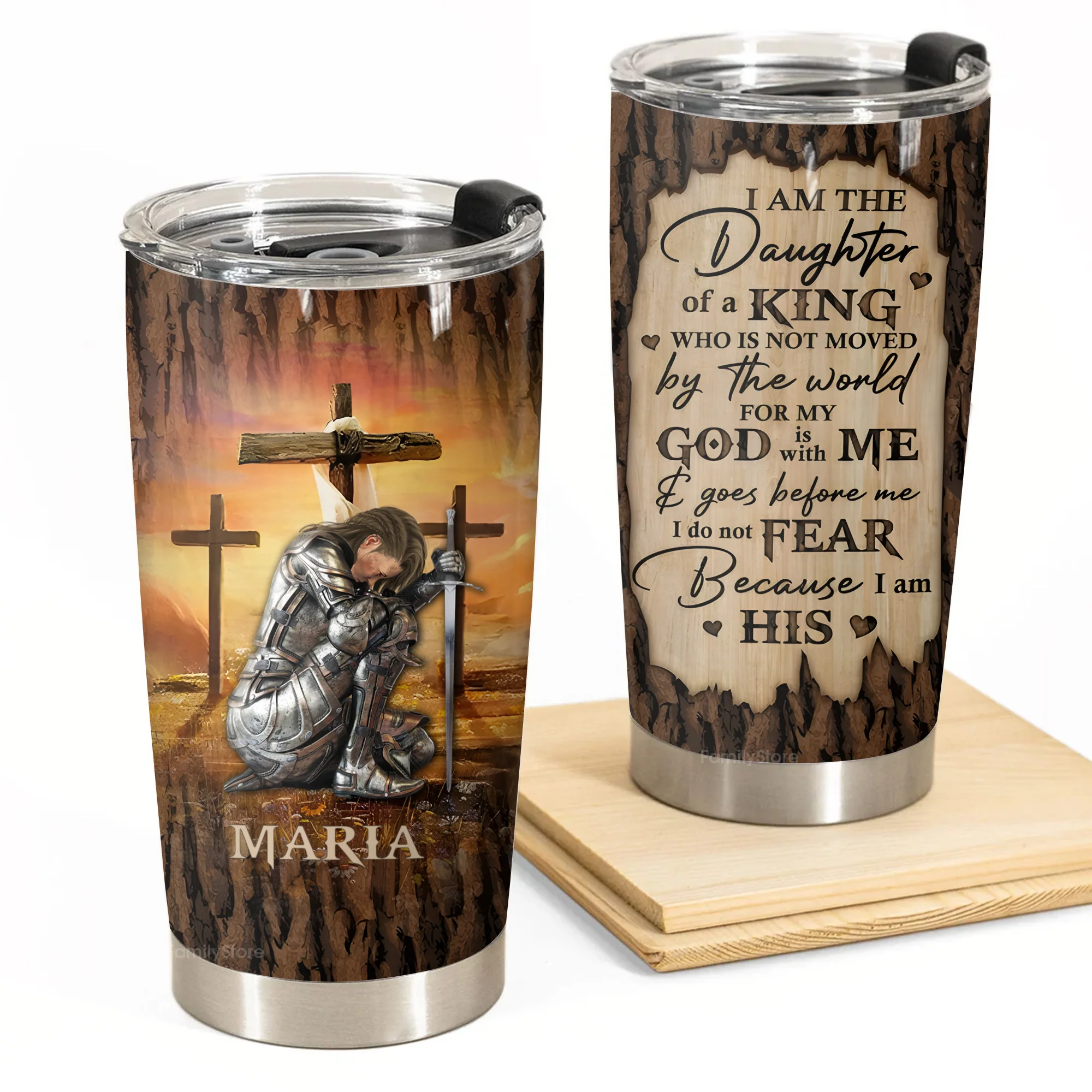 Woman Warrior Of God, I Am The Daughter Of A King - Personalized Christian Tumbler | CLGOD03