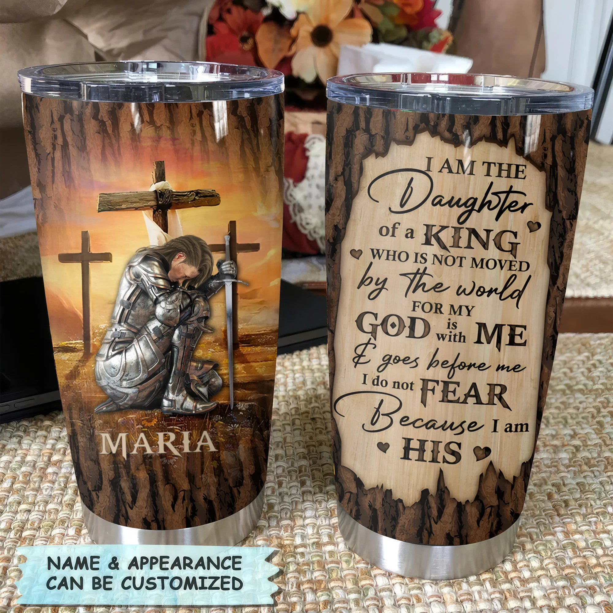 Woman Warrior Of God, I Am The Daughter Of A King - Personalized Christian Tumbler | CLGOD03 - Image 2