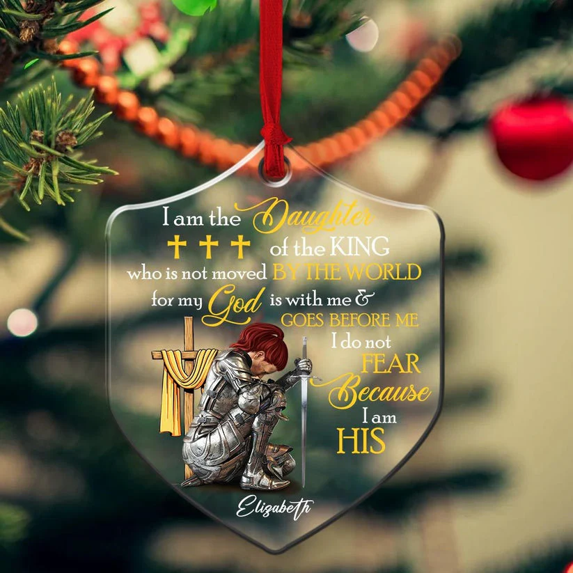 Woman Warrior Of God, I Am The Daughter Of The King - Personalized Acrylic Ornament | CLGOD03 NL122 - Image 2
