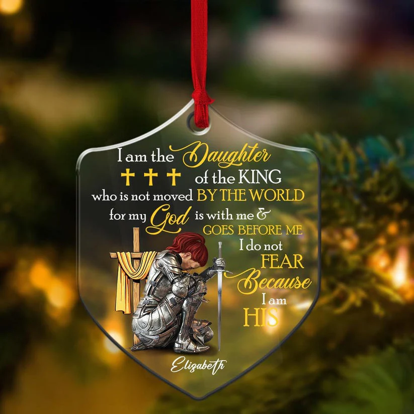 Woman Warrior Of God, I Am The Daughter Of The King - Personalized Acrylic Ornament | CLGOD03 NL122 - Image 4