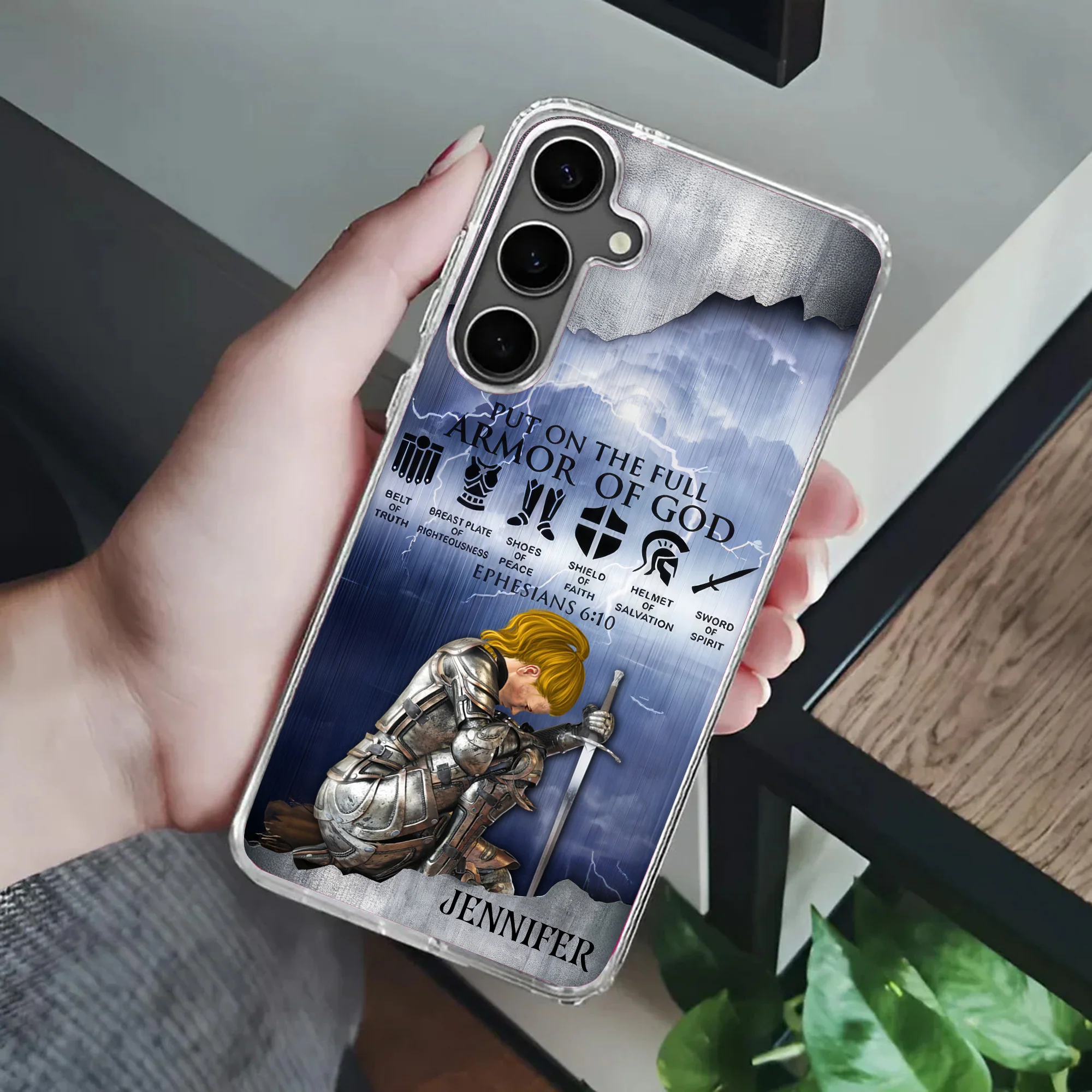 Woman Warrior of God Put On The Full Armor Of God - Personalized Phone Case | CLGO03 TD118 - Image 4