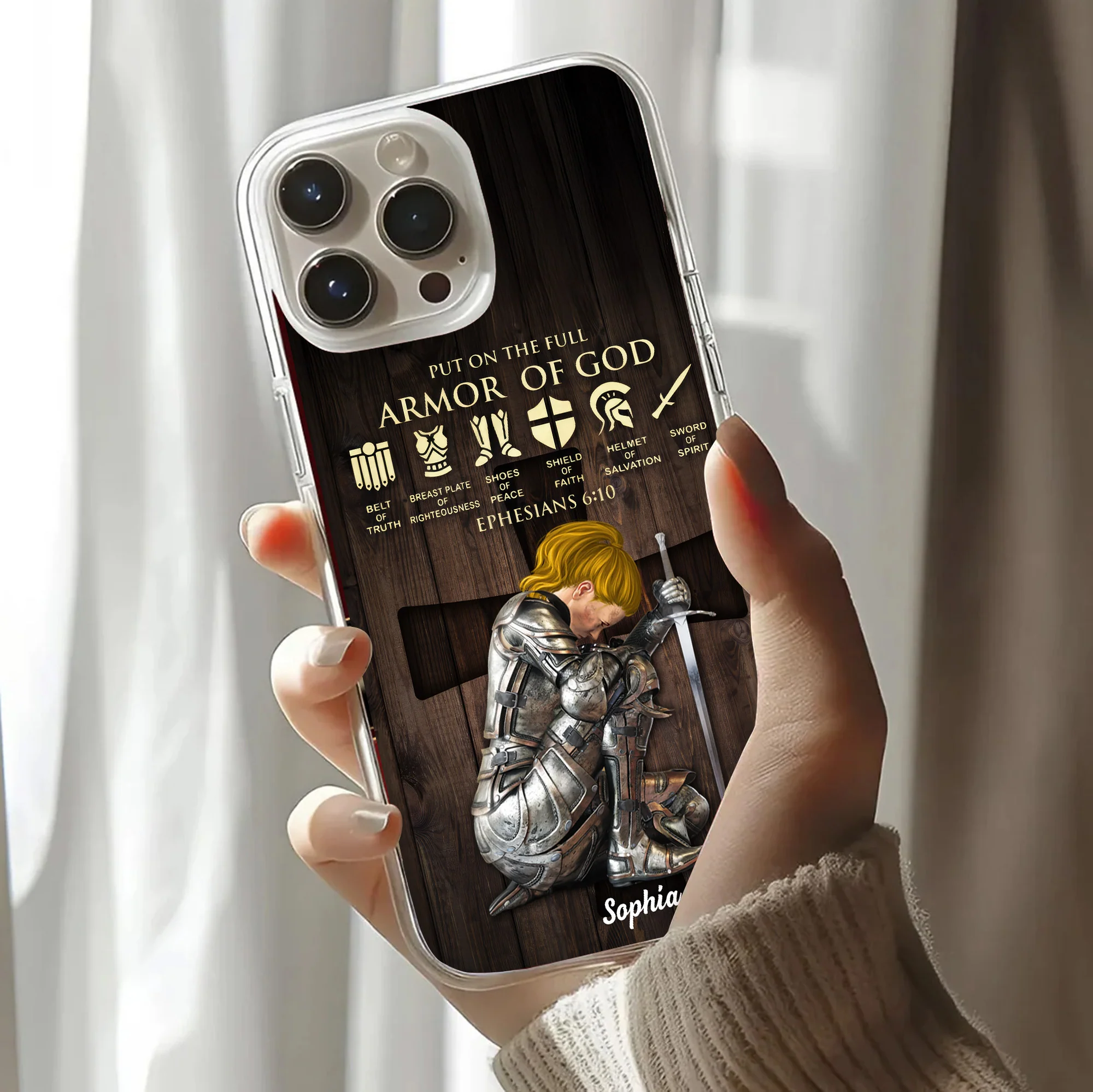 Woman Warrior Of God Put On The Full Armor Of God - Personalized Phone Case TD118 - Image 3