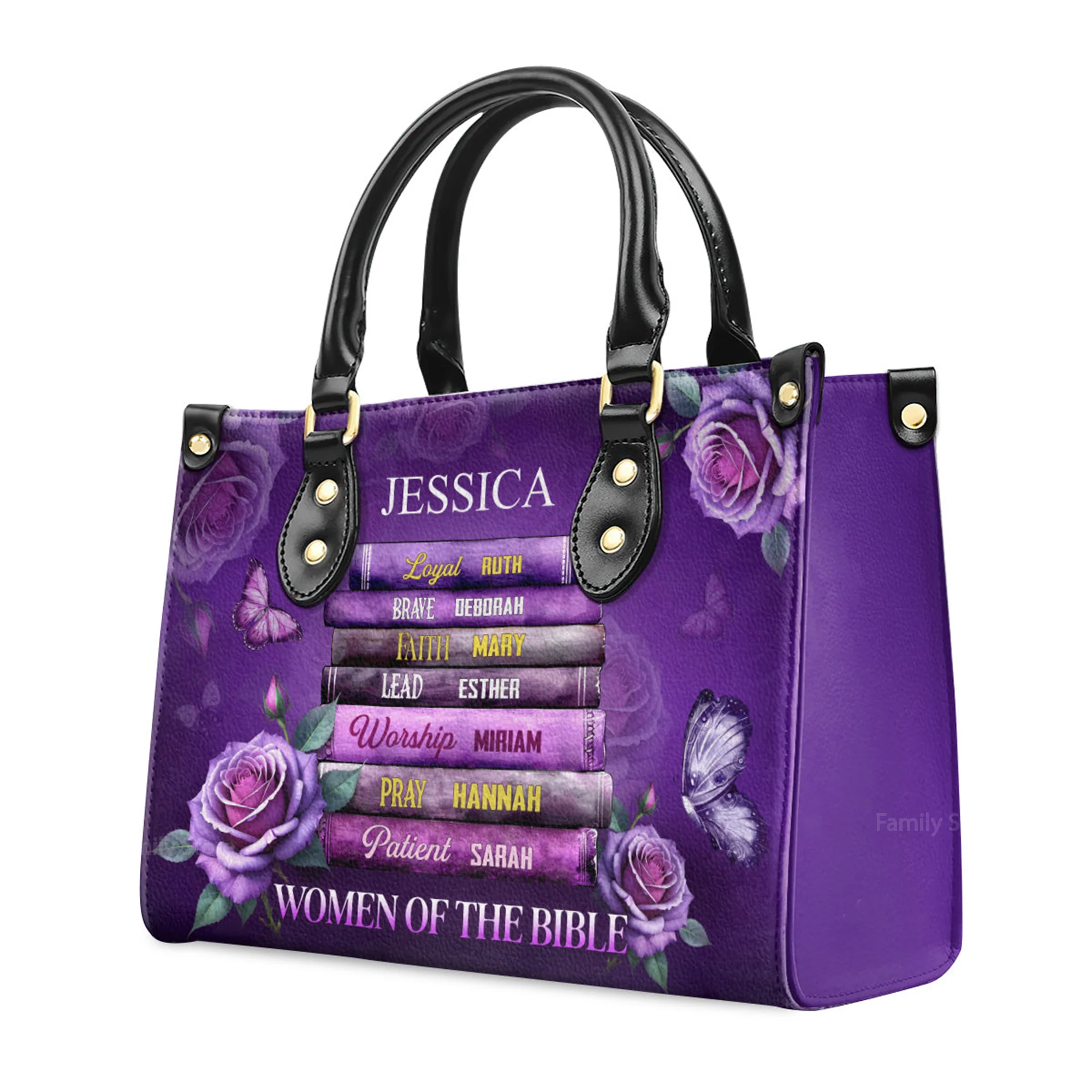Women Of Bible - Scripture Gifts For Women Of God - Personalized Leather Handbag With Handle - AT4081464 - Image 3