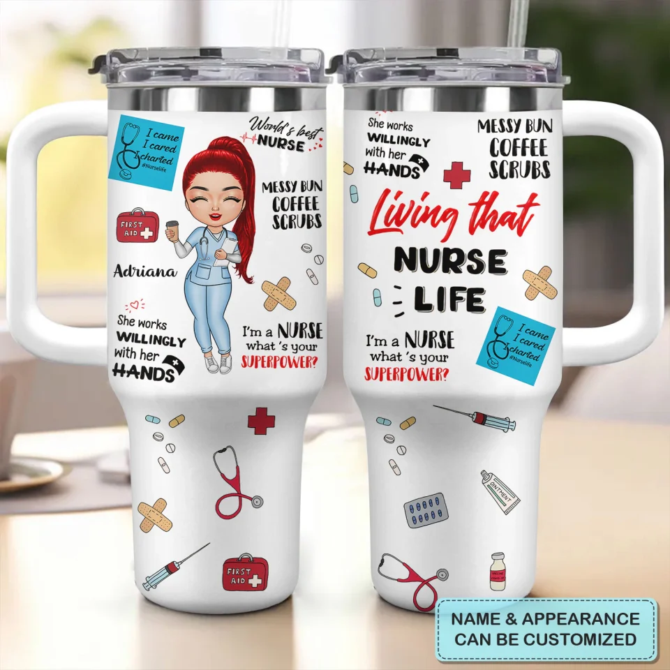 World's Best Nurse - Personalized Tumbler Cup With Straw - Gift For Nurse | NR4 HH01 - Image 3