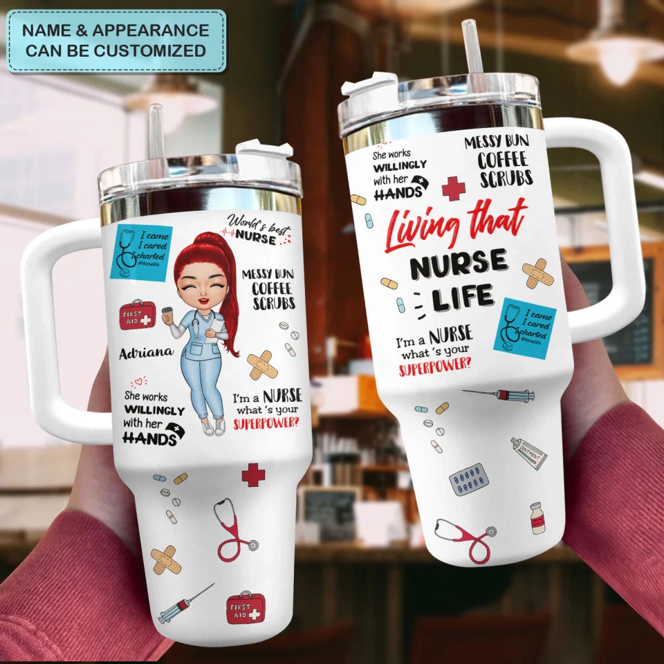 World's Best Nurse - Personalized Tumbler Cup With Straw - Gift For Nurse | NR4 HH01 - Image 5