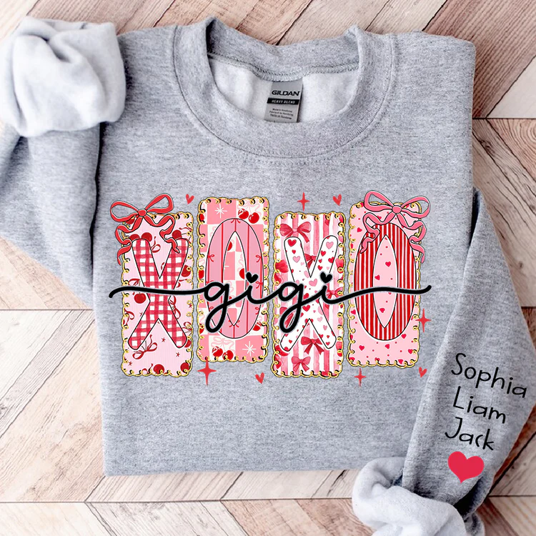 XOXO Gigi Crewneck - Personalized Sweatshirt With Design On Sleeve - Gift For Mom, Grandma | HN02 - Image 3