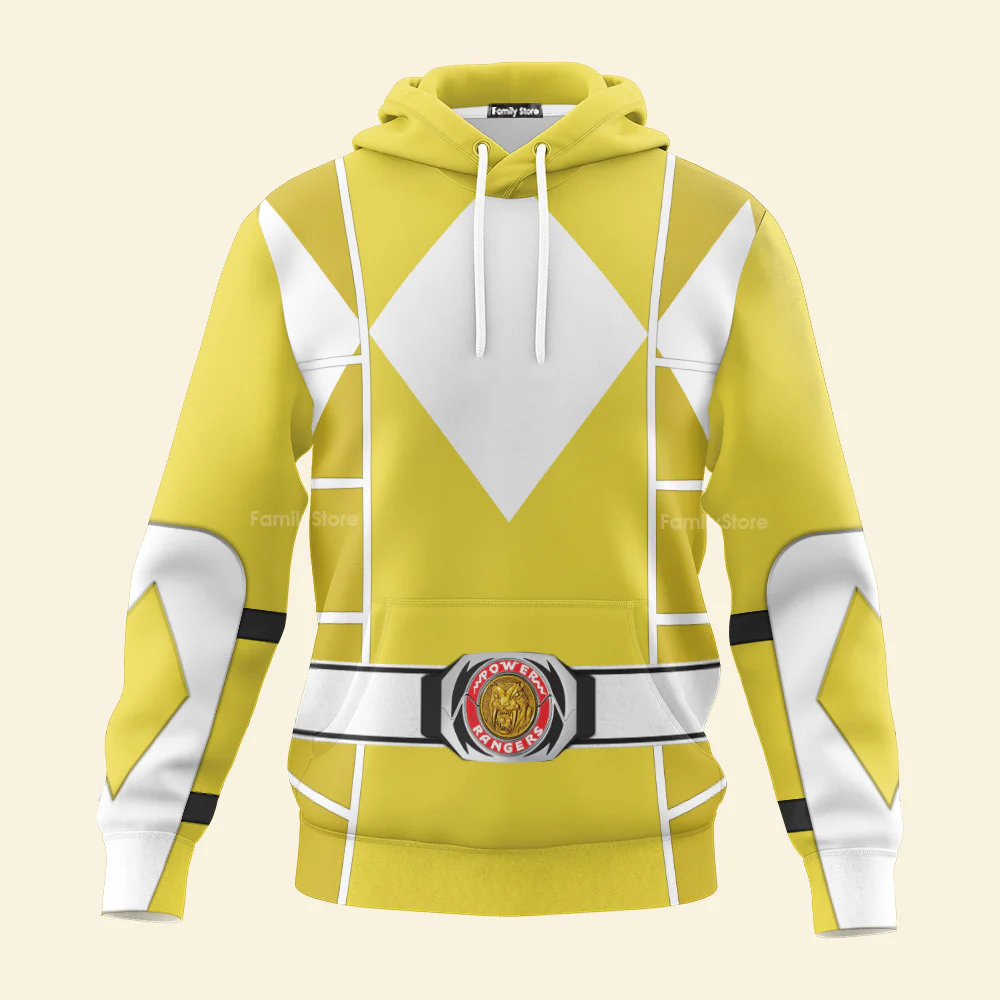 Yellow Mighty Morphin Power Ranger Cosplay C2 - Hoodie Set, Sweatshirt, Sweatpants PRHS94 - Image 2