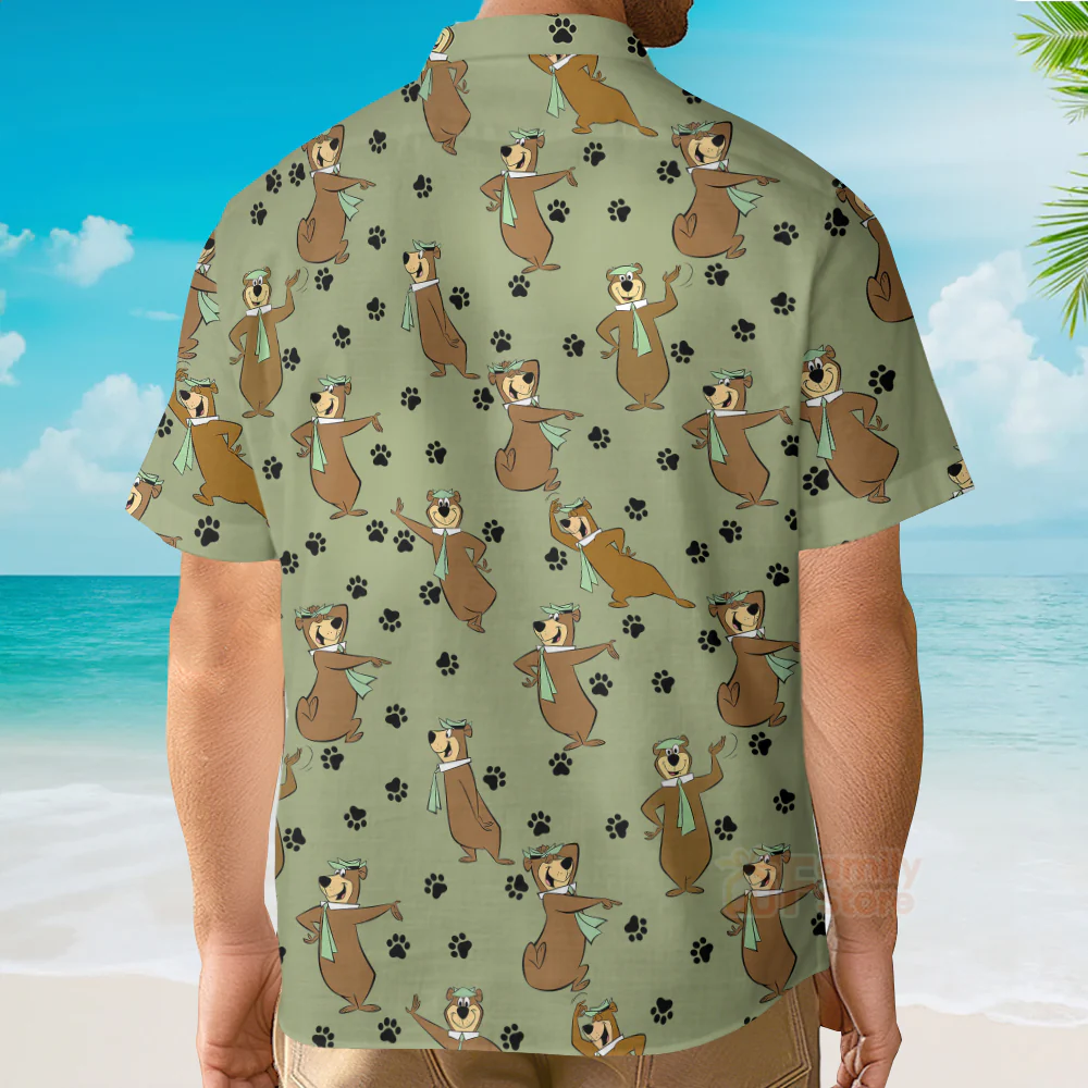 Yogi Bear Show Men's Short Sleeve Hawaiian Shirt - Image 4