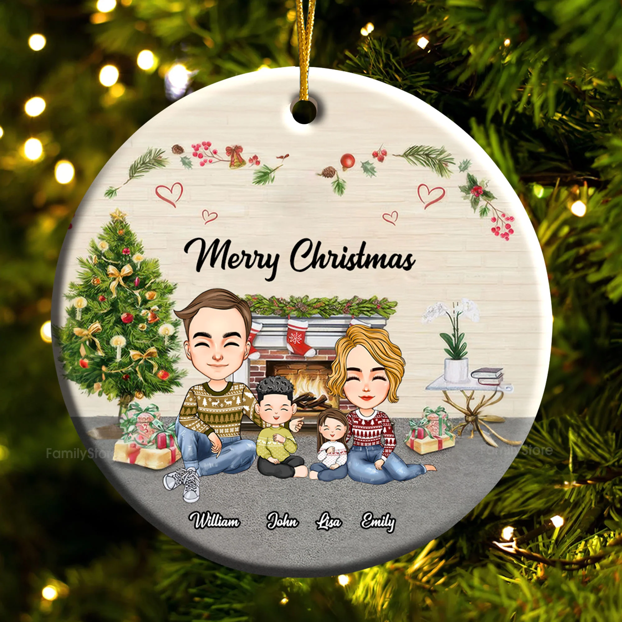 You And Me And Our Family - Gift For Family - Personalized Ceramic Ornament NA94 - Image 4