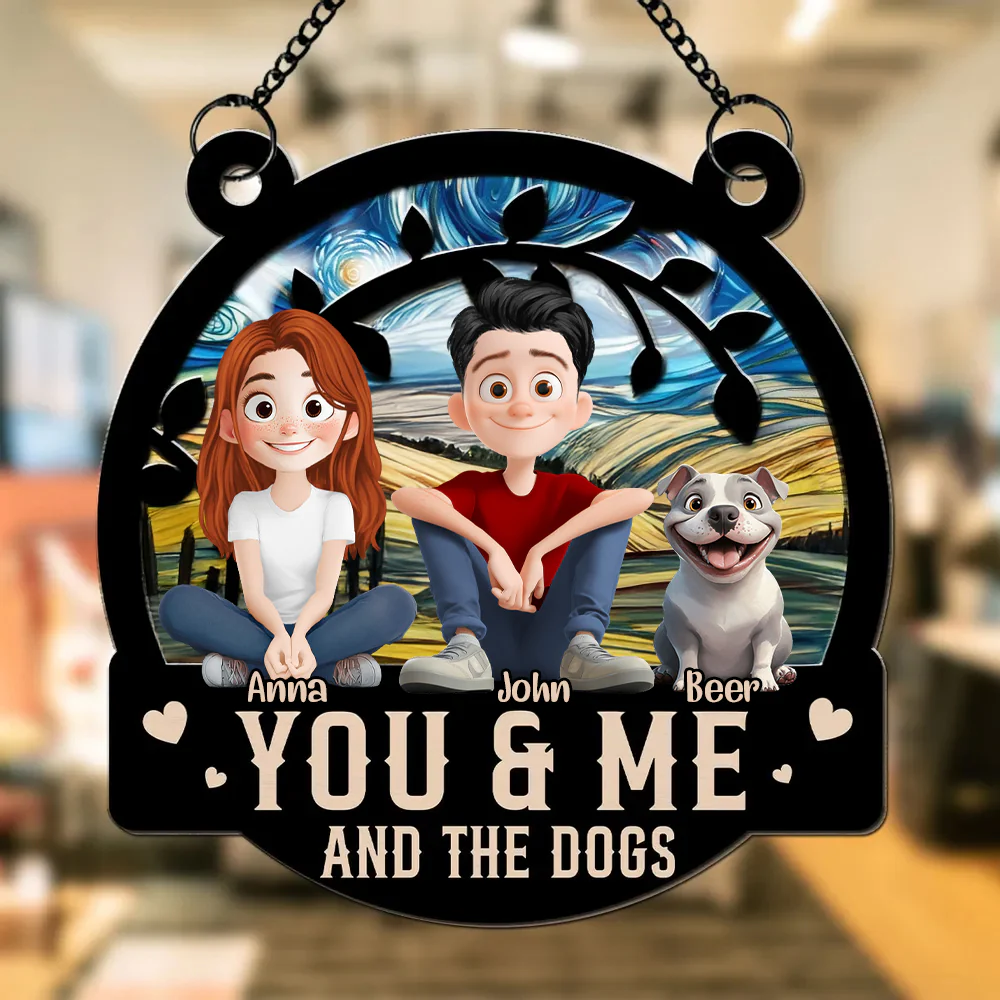 You And Me And The Dog - Personalized Window Hanging Suncatcher - Gift for Pet Owners, Pet Lovers | CLP15.V1 HH01 - Image 2