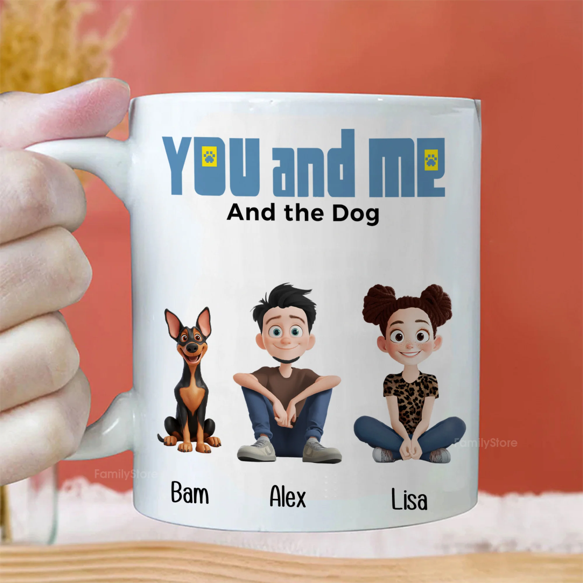 You And Me For Dog Parents Cartoon Pet - Personalized Mug - Gift for Pet Owners, Dog Lovers, Dog Dad, Dog Mom | CLP15 NH96