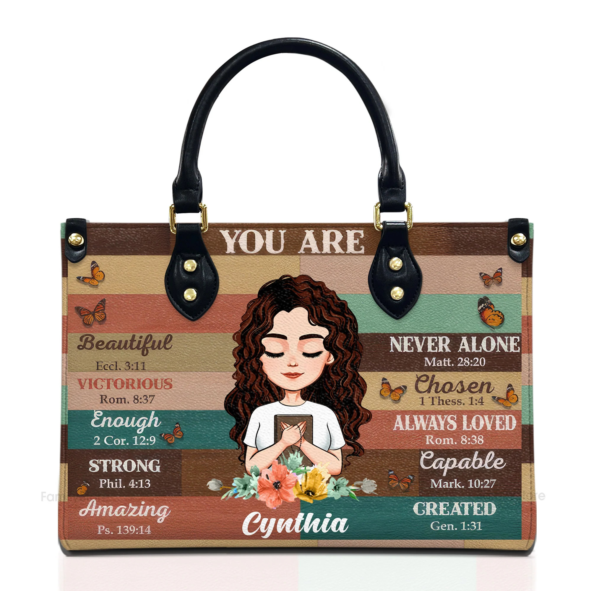 You Are Beautiful Strong - Personalized Leather Bag - Gift For Wife, Mother, Grandma, Grandmother, Mother's Day | CLGOD05 NA94