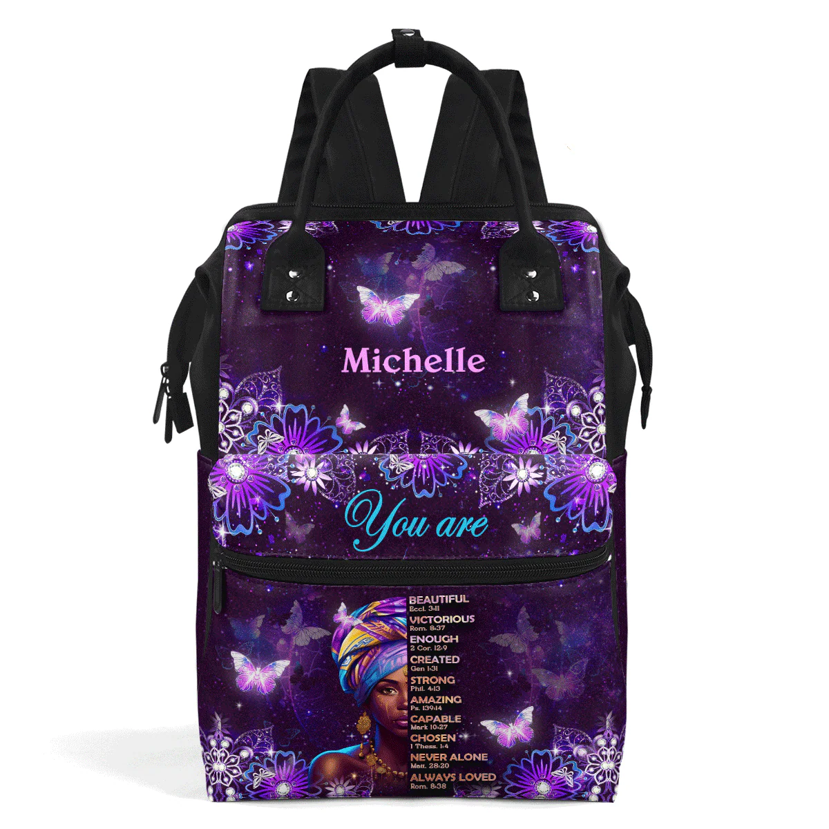You Are Beautiful Victorious Loved - Personalized Duckbilled Backpack - Christian Affirmation, Gift For Black Women | HH01