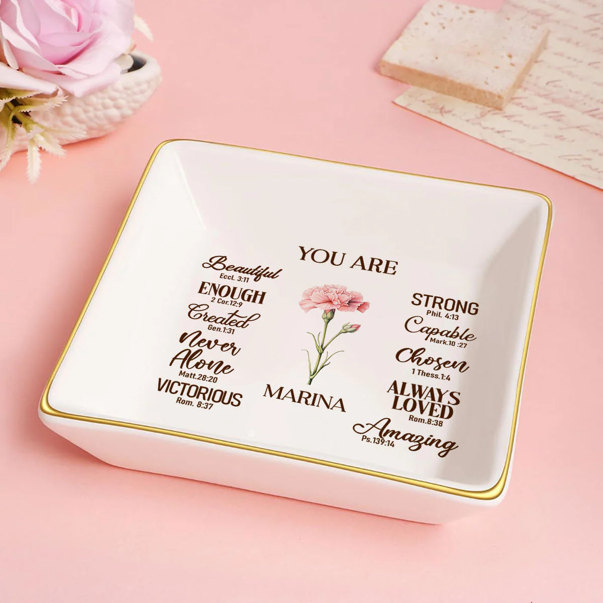 You Are Beutiful And Strong - Personalized Jewelry Dish - Gift For Grandma, Mom, Girlfriend, Wife, Bestie, Sister - NH96 - Image 5
