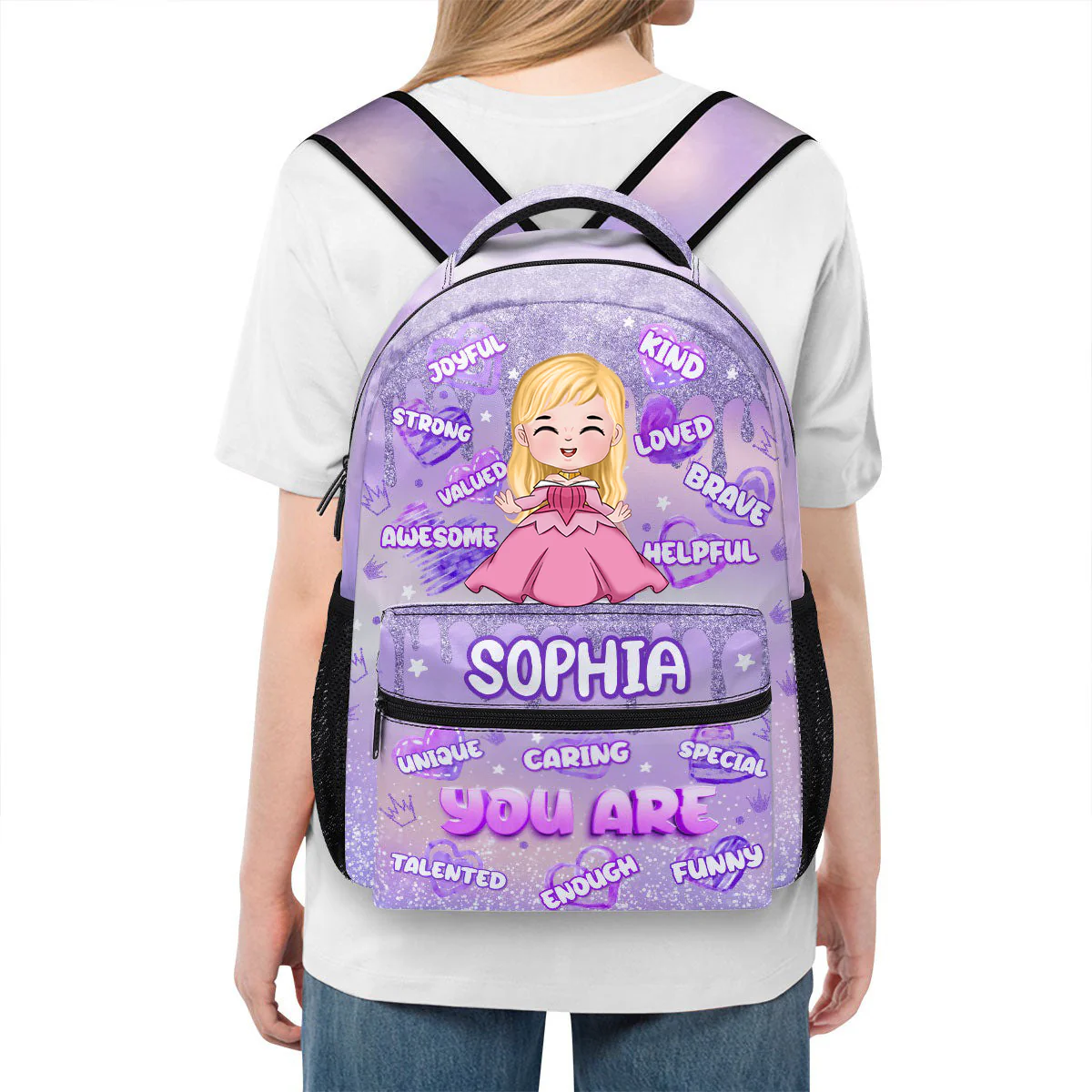 You Are Loved You Are Enough - Personalized Canvas Backpack - Gift For Kids | CL23 TD118 - Image 2