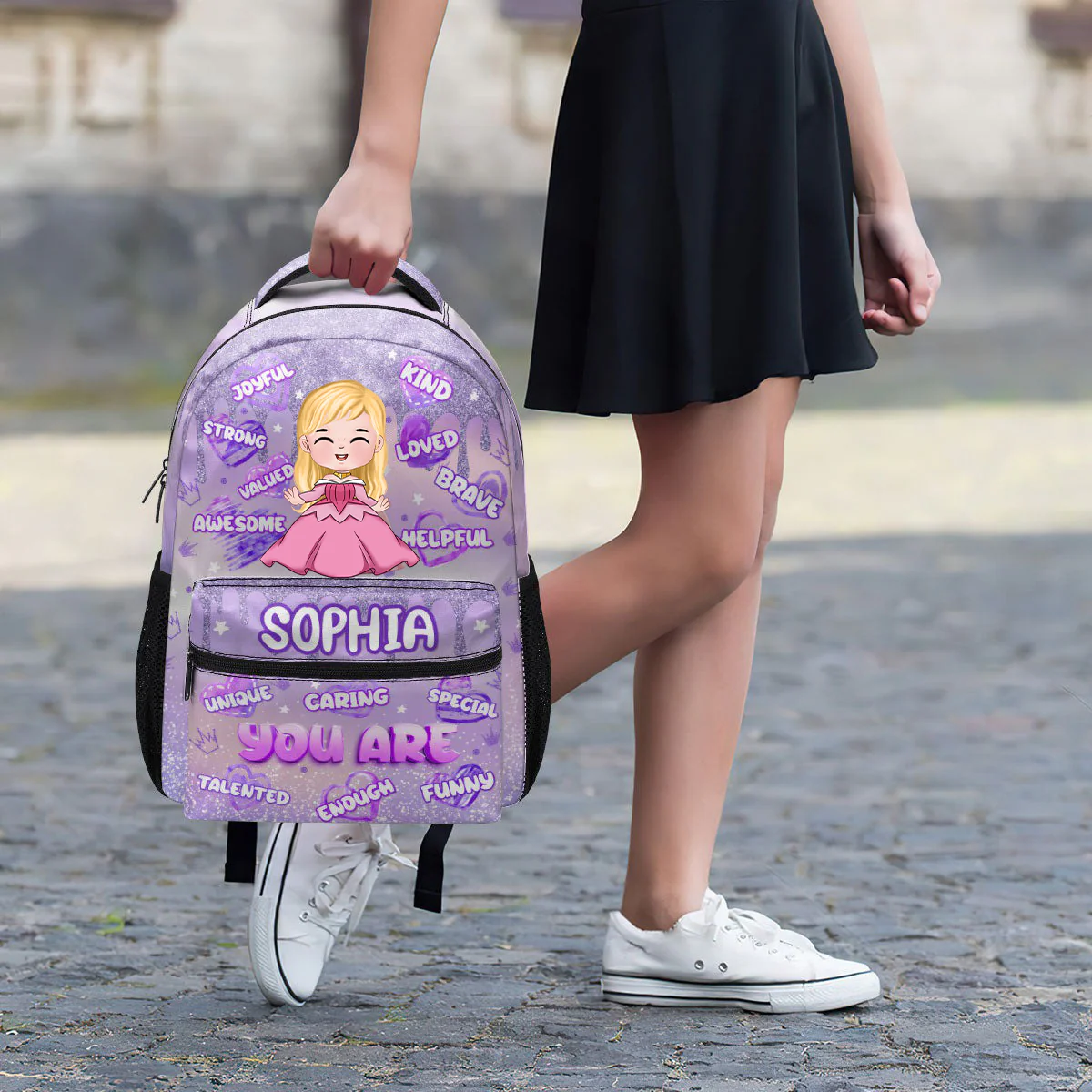 You Are Loved You Are Enough - Personalized Canvas Backpack - Gift For Kids | CL23 TD118 - Image 3