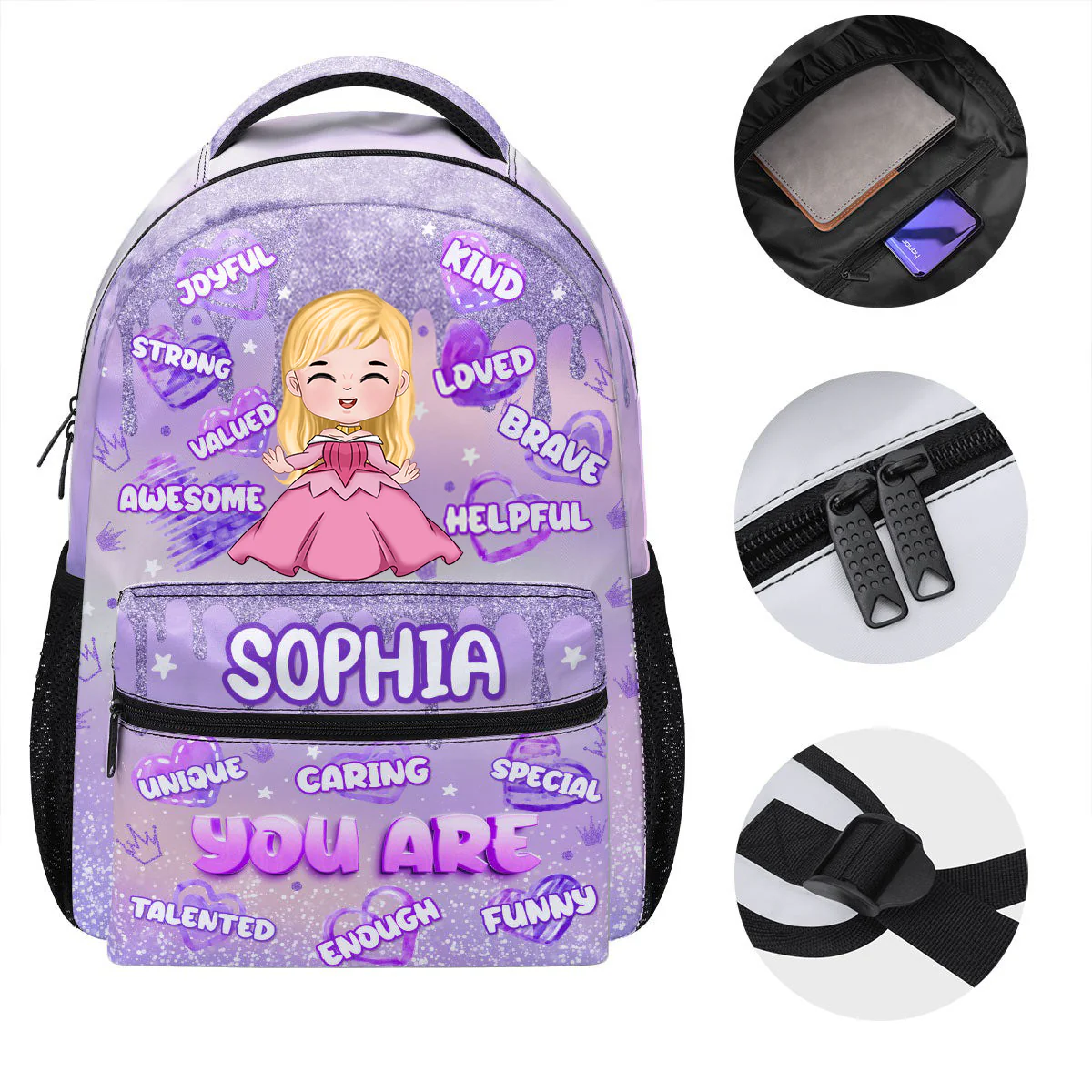 You Are Loved You Are Enough - Personalized Canvas Backpack - Gift For Kids | CL23 TD118 - Image 4