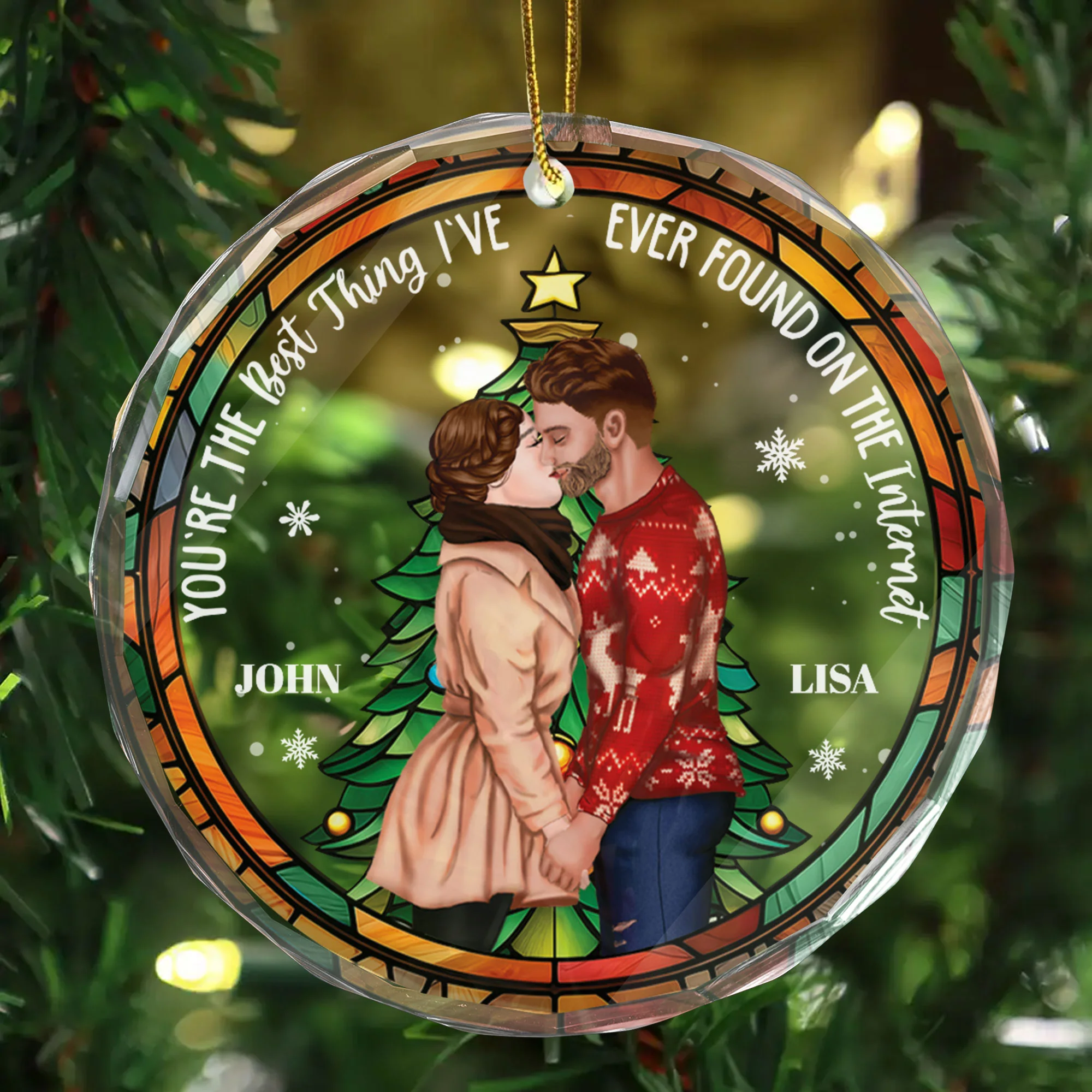 You Are The Best Thing Found On The Internet - Gift for Couples, Wedding - Personalized Glass Ornament - CL30 NH96 - Image 2