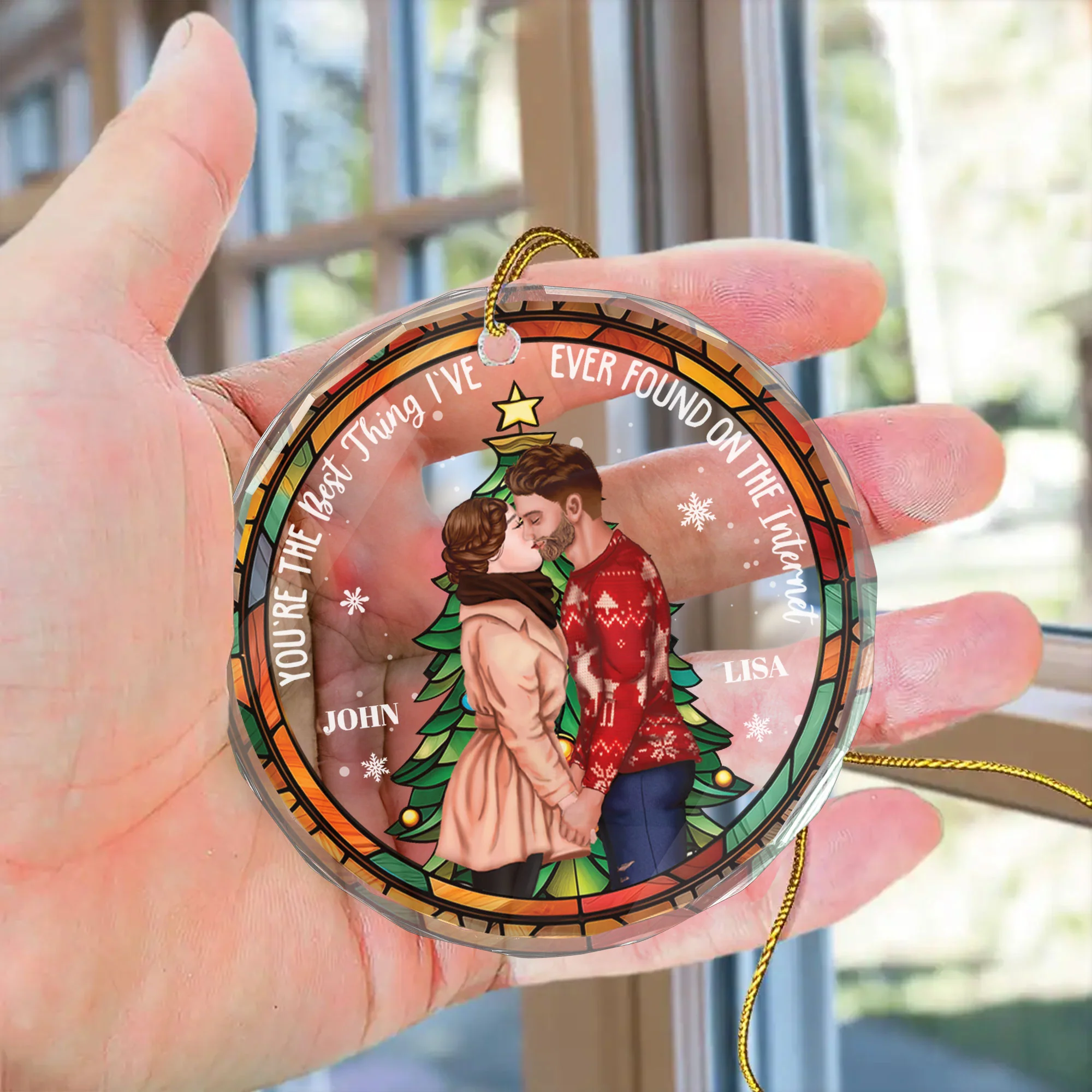You Are The Best Thing Found On The Internet - Gift for Couples, Wedding - Personalized Glass Ornament - CL30 NH96 - Image 3