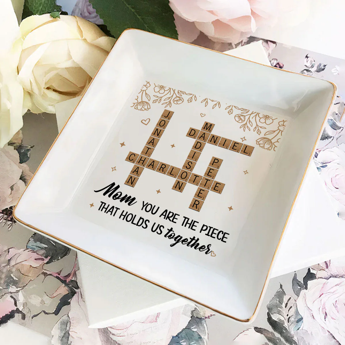 You Are The Piece That Holds Us Together - Personalized Jewelry Dish - Gift For Mom, Mothers Day - NA94 - Image 2