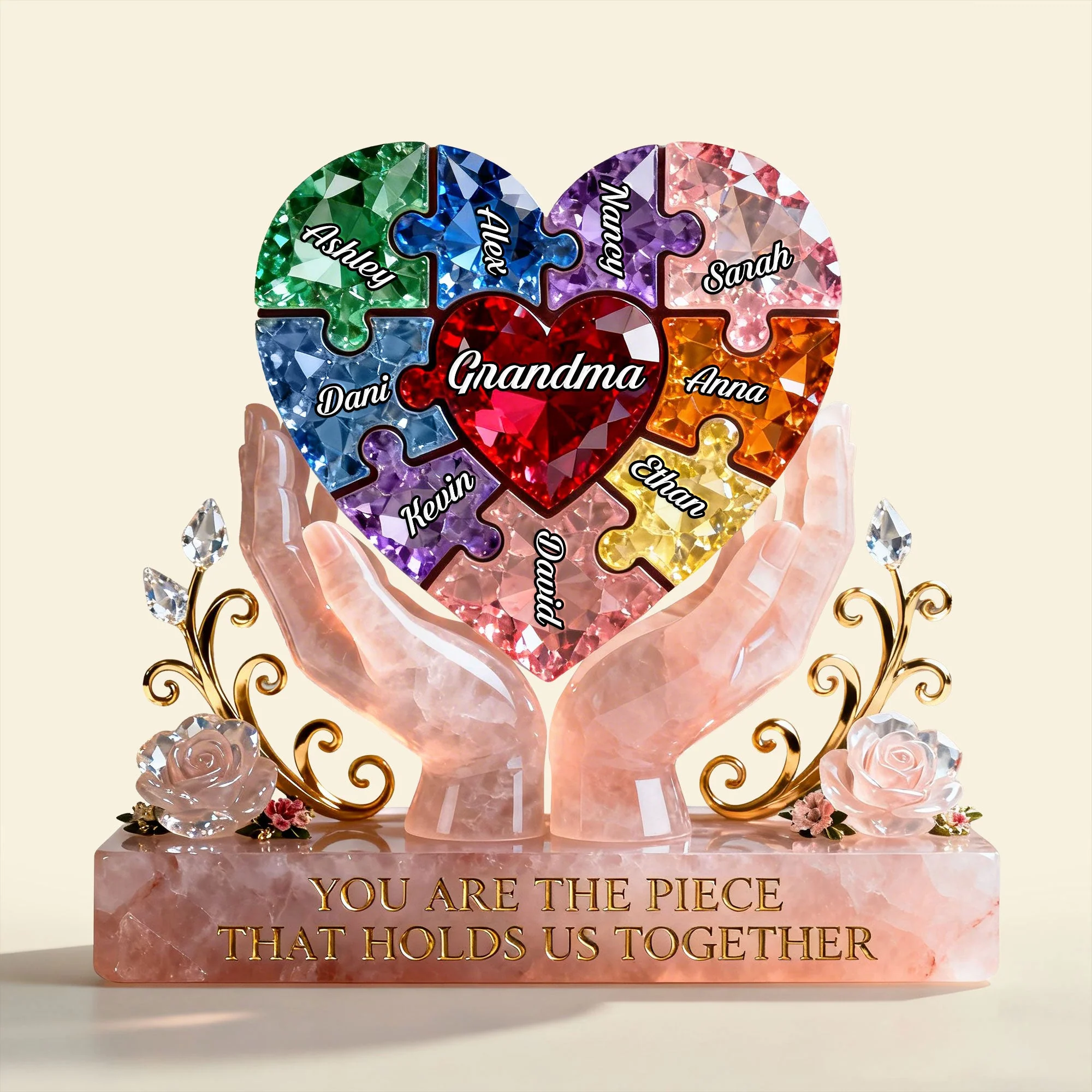 You Are The Piece That Holds Us Together - Personalized Shape Acrylic Plaque - Gift For Mom, Grandma HN02 - Image 3