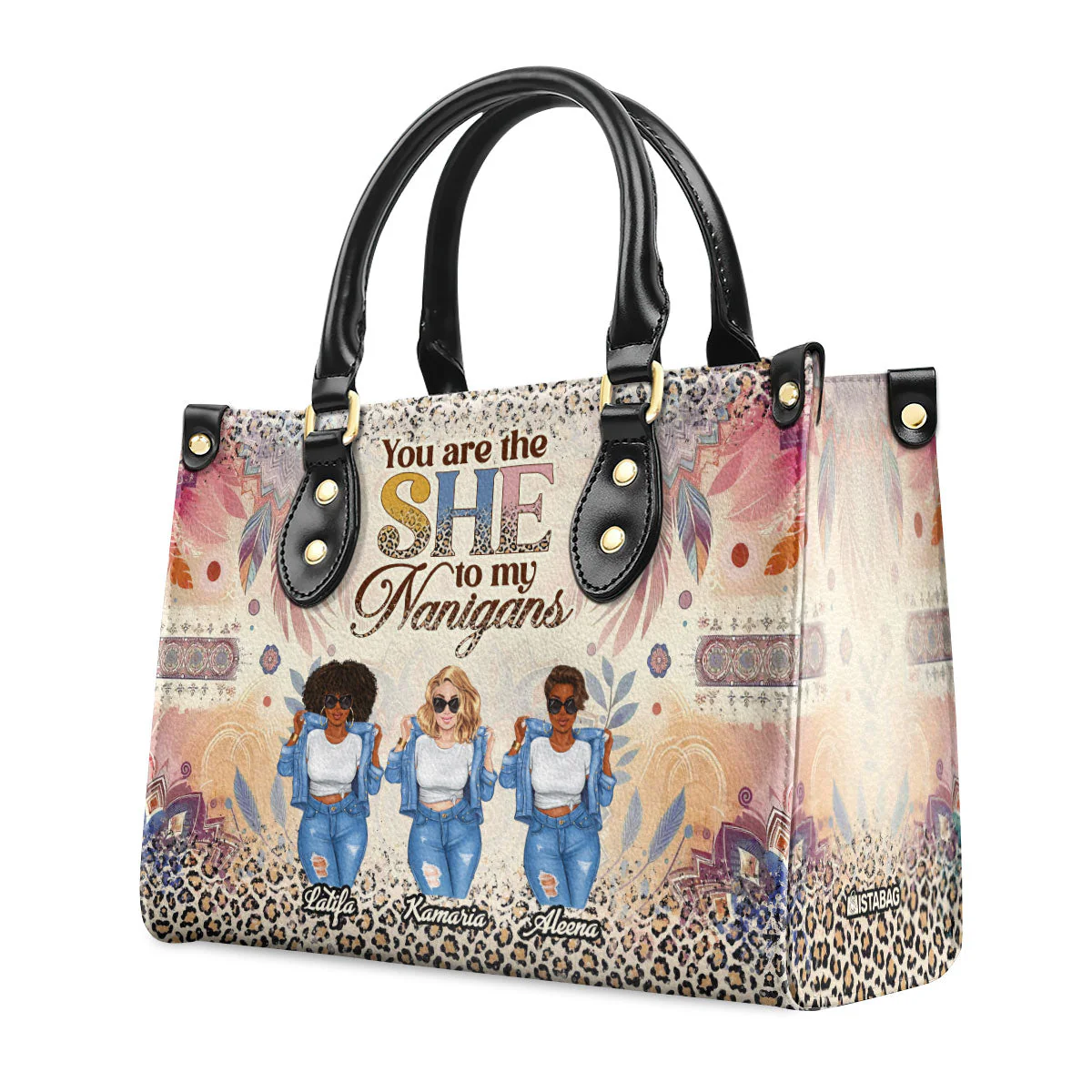 You Are The She To My Nanigans - Personalized Leather Handbag - Funny Gift For Sisters & Besties HD95 - Image 2