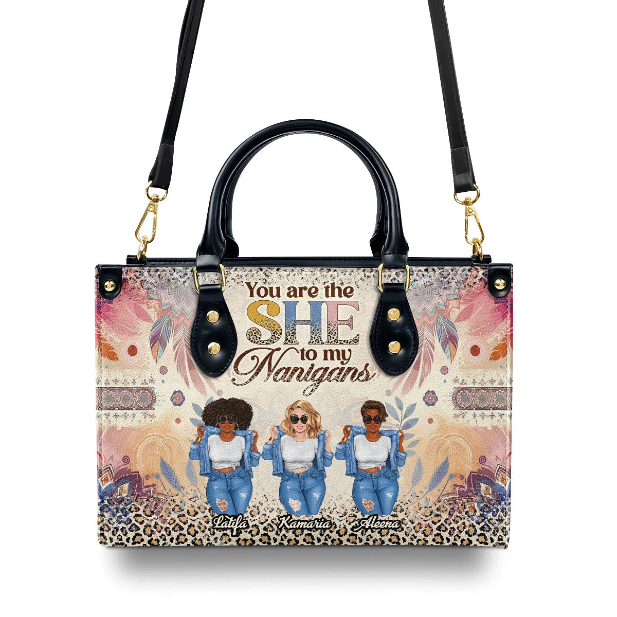 You Are The She To My Nanigans - Personalized Leather Handbag - Funny Gift For Sisters & Besties HD95 - Image 5