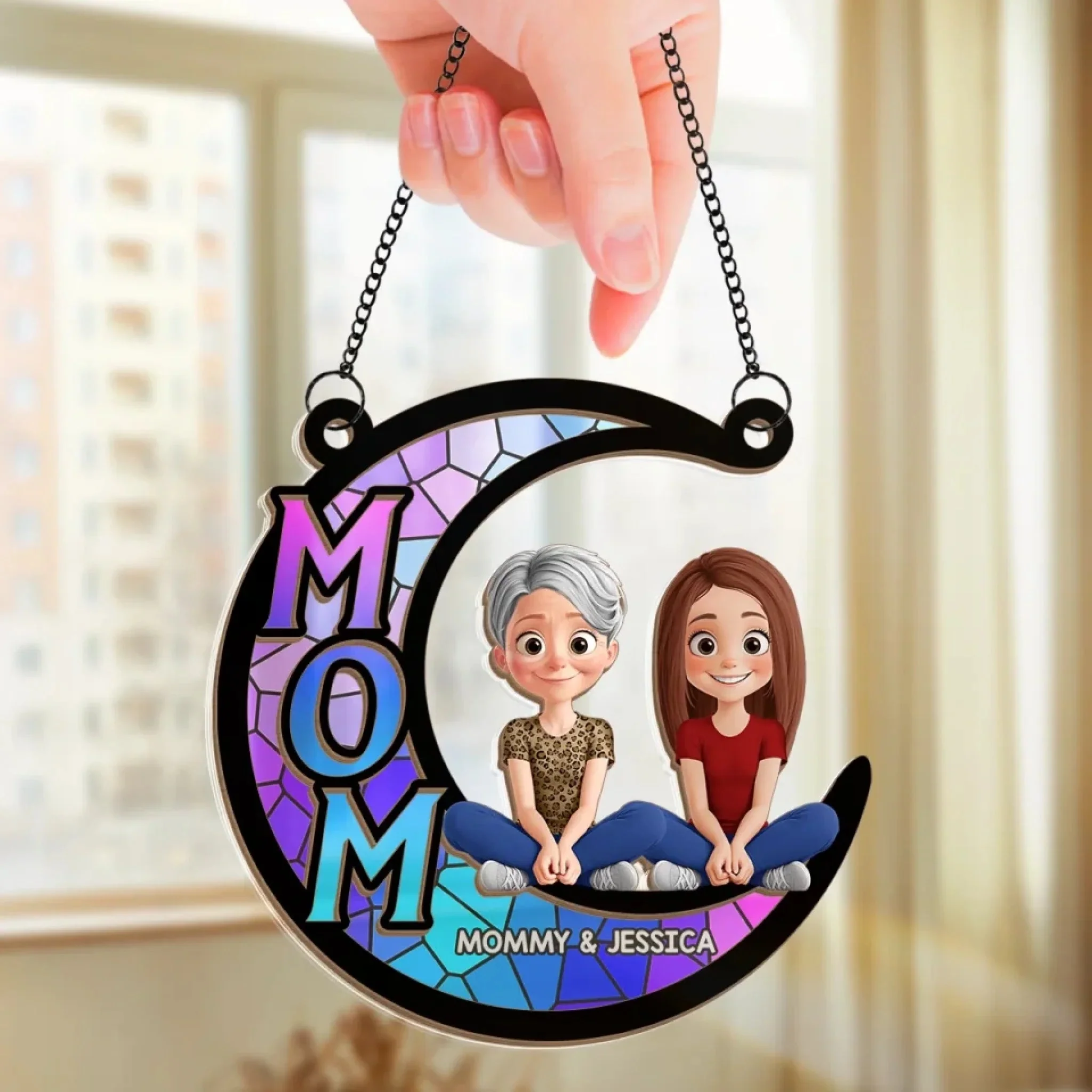 You Complete My World, Mom - Personalized Window Hanging Suncatcher - Gift For Mom, Mother's Day | GR25 HN02 - Image 3