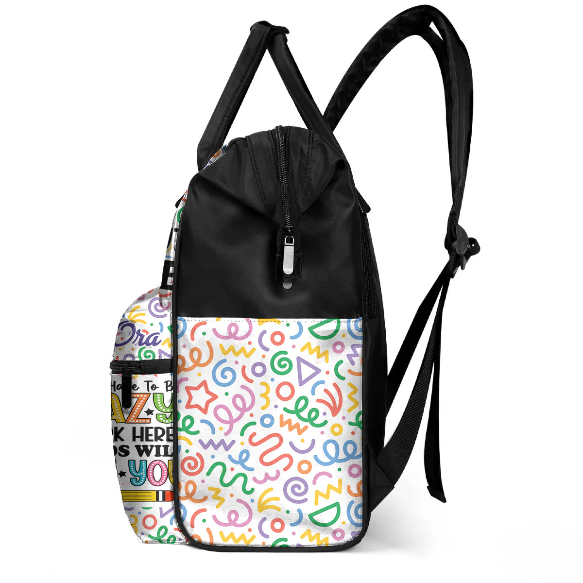 You Don't Have To Be Crazy To Work Here - Personalized Duckbilled Backpack - Gift For Teachers | HH01 - Image 3
