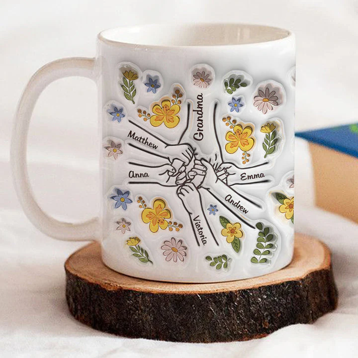 You Hold Our Hands, Also Our Hearts - Personalized 3D Inflated Effect Ceramic Mug - Gift For Mom, Grandma, Mothers Day | NA94 - Image 2