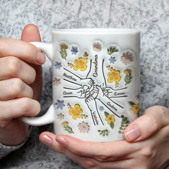 You Hold Our Hands, Also Our Hearts - Personalized 3D Inflated Effect Ceramic Mug - Gift For Mom, Grandma, Mothers Day | NA94 - Image 3