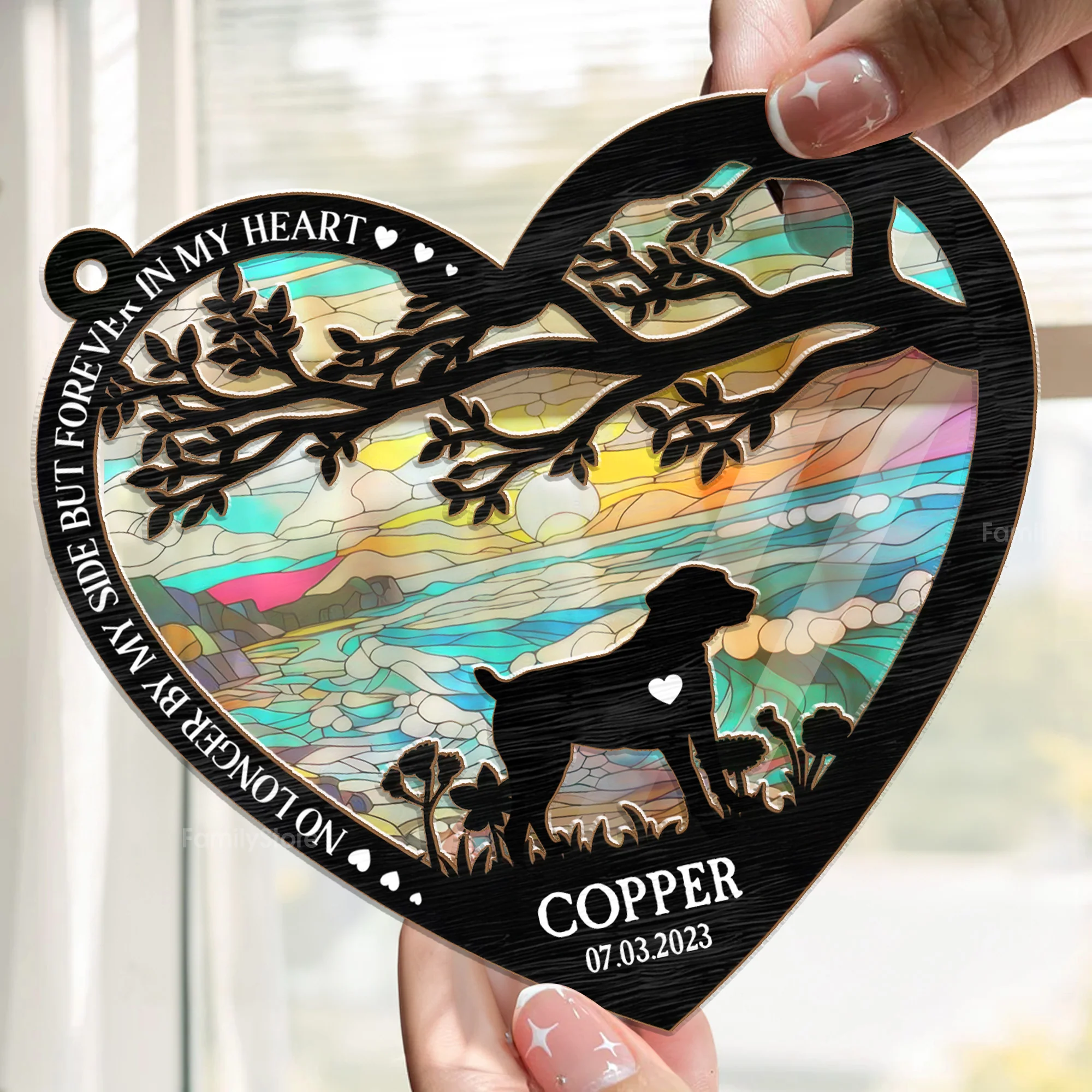 You Left Paw Prints On My Heart - Memorial Gift For Pet Lovers - Personalized Window Hanging Window Hanging Suncatcher Ornament - CLP05 NA94 - Image 2