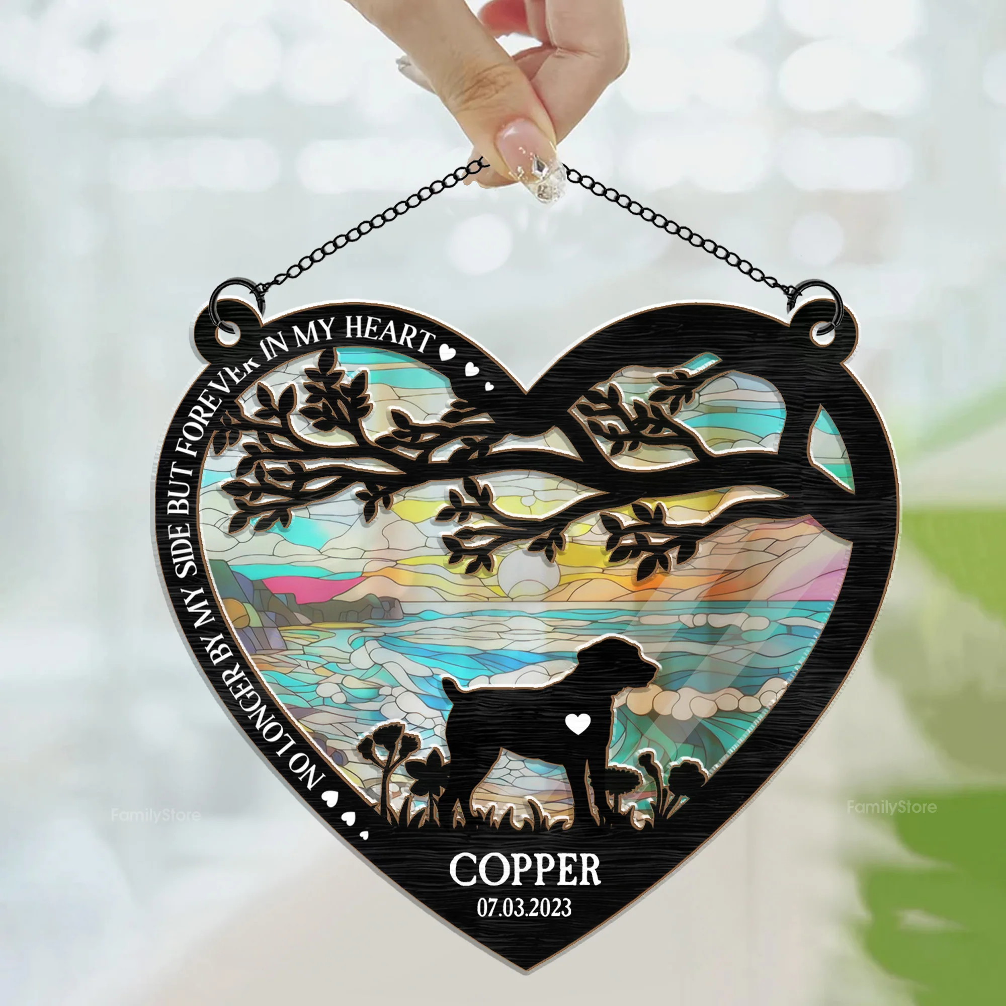 You Left Paw Prints On My Heart - Memorial Gift For Pet Lovers - Personalized Window Hanging Window Hanging Suncatcher Ornament - CLP05 NA94 - Image 3